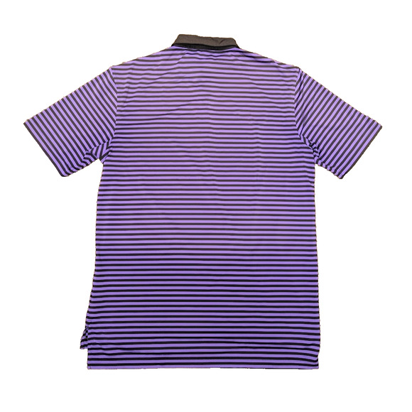 Peter Millar Summer Comfort Striped Golf Polo Logo M Purple Black Custom Spandex - Picture 2 of 9